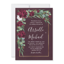 Casamento outono de Borgonha Floral Dourada