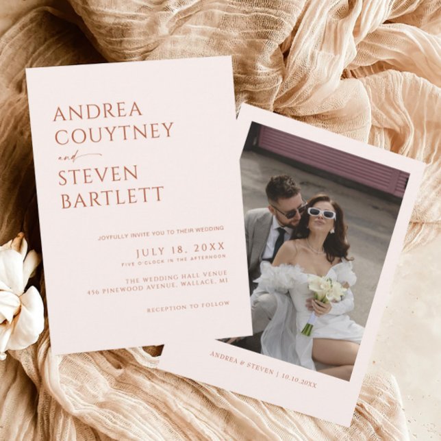 Convite Casamento outono de Creme e Terracotta (Criador carregado)