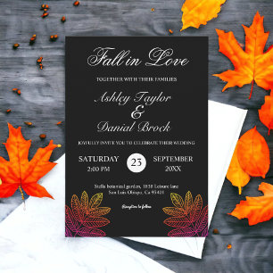 Convite Casamento outono De Folhas Brilhantes Simples, Pre