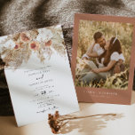 Convite Casamento outono de Foto Floral Bohemian Terracott<br><div class="desc">Este convite de casamento boho contém pampas secas de aquarela e florais cremosos de terracotta emparelhados com uma fonte moderna de escrita. Este convite é perfeito para o seu casamento boêmio de outono ou de verão. Adicione facilmente uma foto e seu site de casamento na parte de trás para um...</div>