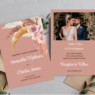 Convite Casamento outono de Fotografia Tropical Boho Flora