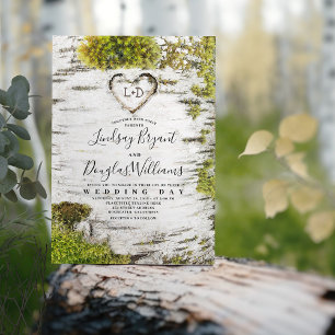 Convite Casamento outono de Latido de Árvore de Birch Rus