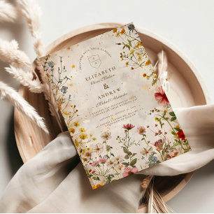 Convite Casamento outono de Prados de Flores Selvagem