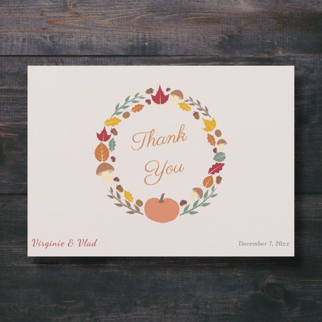 Convite Casamento outono e fundo (Fall Wedding Thank You Card - Front)