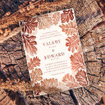 Convite Casamento outono Elegante Bohemian Watercolor<br><div class="desc">Prepare o humor para a sua celebração do outono com este Casamento outono Elegante Bohemian Watercolor Invitation, que apresenta folhas de cor aquosa de outono em teracota quente, castanho e tons de creme. Com sua mistura de cores terríveis, encanto boêmico boho e simplicidade moderna, este convite oferece uma mistura perfeita...</div>