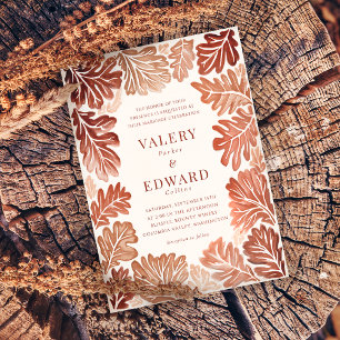 Convite Casamento outono Elegante Bohemian Watercolor