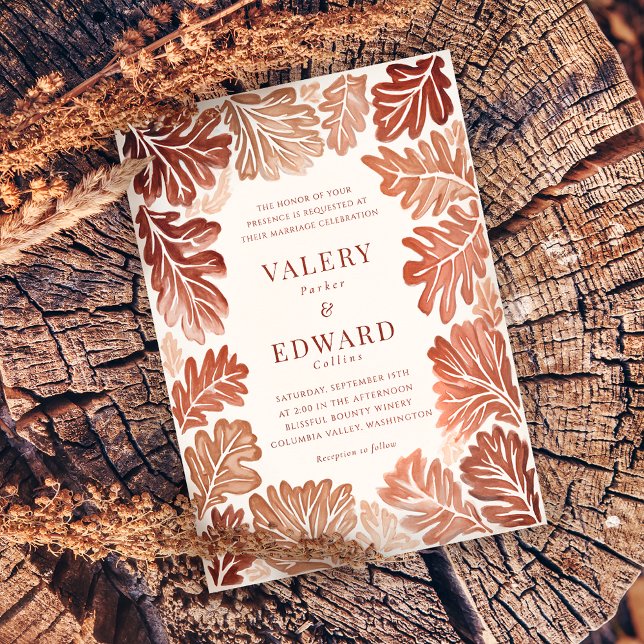 Convite Casamento outono Elegante Bohemian Watercolor (Criador carregado)