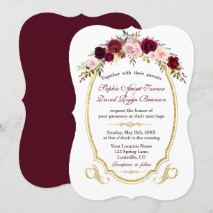 Convite Casamento outono Floral de Marsala, encantador