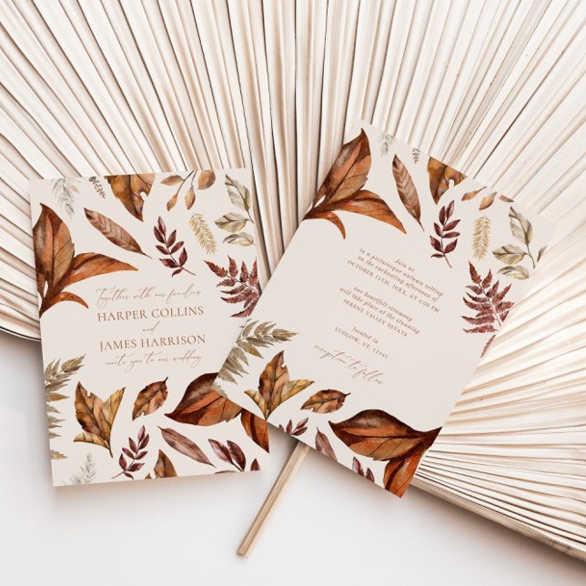 Convite Casamento outono Floral do Terracotta Russo Modern (Criador carregado)