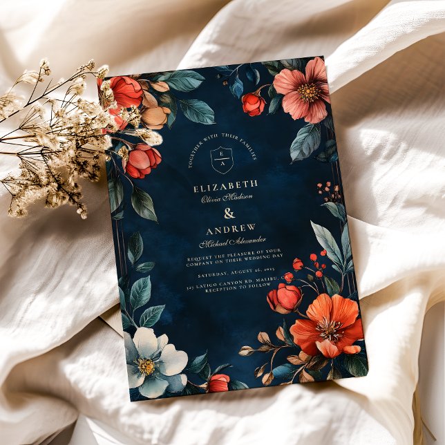 Convite Casamento outono Floral Gótico (Criador carregado)