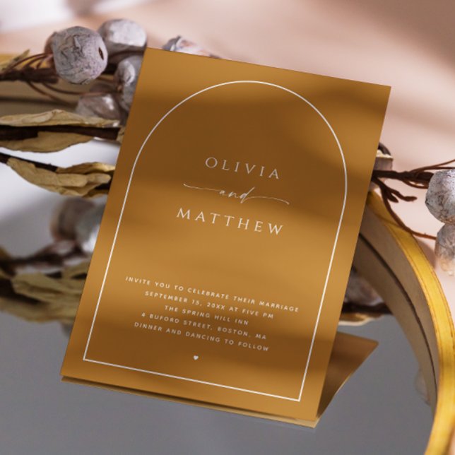 Convite Casamento outono Marrom de mostarda. Foto de outon (Criador carregado)