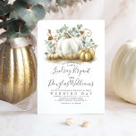 Convite Casamento outono Moderno Russo de Pumpkins Branco<br><div class="desc">Os convites para casamentos outono apresentam charmoso ouro pintado à mão e abóboras brancas</div>