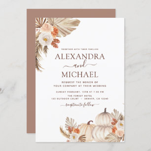 Convite Casamento outono Pumpkin Pampas Grass Outono