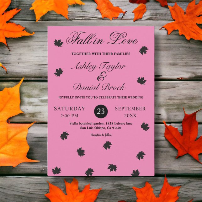 Convite Casamento outono Russo Bidão Rosa Esmagado Elegant (Criador carregado)