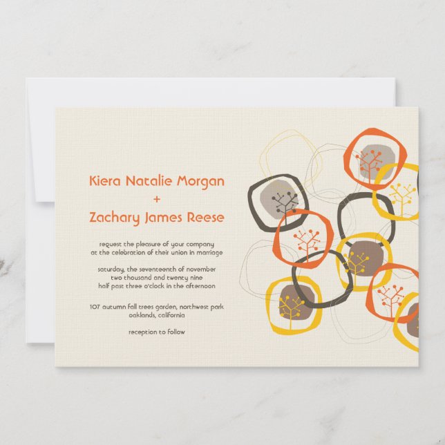 Convite Casamento outono Russo de Outono da Floresta Casta (Frente)