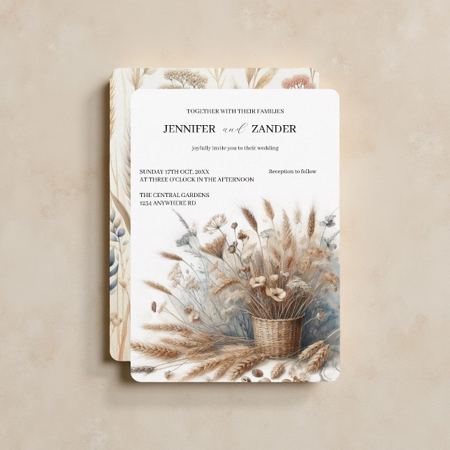 Convite Casamento outono Russo Elegante De Trigo Aquoso (Criador carregado)