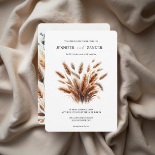 Convite Casamento outono Russo Elegante De Trigo Aquoso