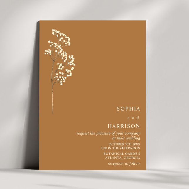 Convite Casamento outono Russo Gypsophila Goldenrod (Criador carregado)