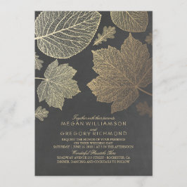 Convite Casamento outono Russo Vintage de Folhas Douradas