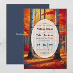 Convite Casamento outono Rustic Birch Tree
