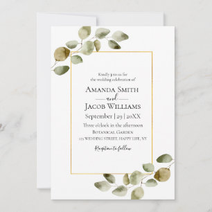 Convite Casamento outono Rustic Eucalyptus 