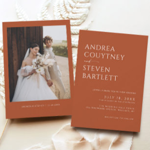 Convite Casamento outono Terracotta minimalista