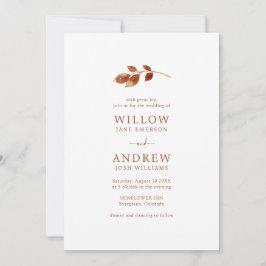 Convite Casamento outono Terracotta Simples