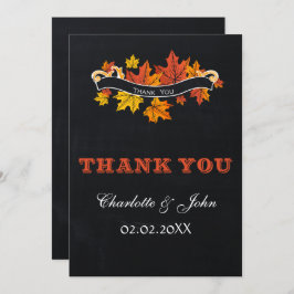 Convite Casamento outono Vintage Chalkboard Obrigado