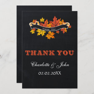 Convite Casamento outono Vintage Chalkboard Obrigado