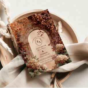 Convite Casamento outono Vintage Stone Arch