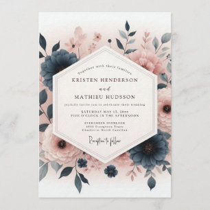 Convite Casamento Painterly Slate Blush