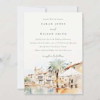 Convite Casamento Paisagem Aquarela de Maiorca Espanha