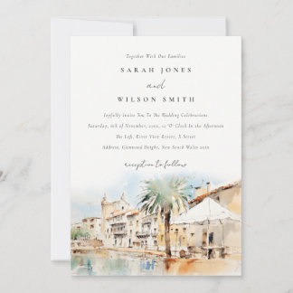 Convite Casamento Paisagem Aquarela em Maiorca Espanha