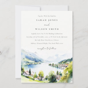 Convite Casamento Paisagem Aquarela Lungern Suíça