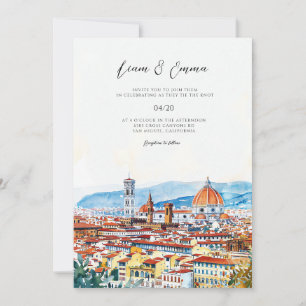 Convite Casamento paisagem Florença Itália Vintage