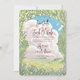 Convite Casamento Paisagem Ilustrada Pintada à Mão