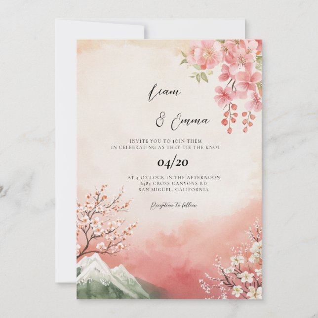 Convite Casamento Paisagem Tradicional Japonesa (Frente)