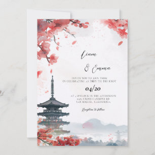 Convite Casamento Paisagem Tradicional Japonesa de Kyoto