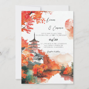 Convite Casamento Paisagem Tradicional Japonesa KYOTO
