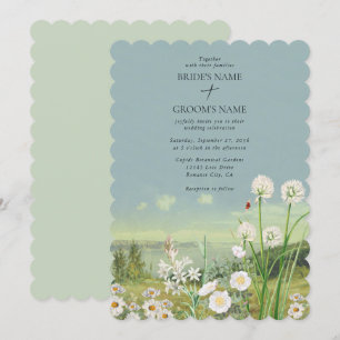 Convite Casamento paisagístico de Watercolor Wildflower