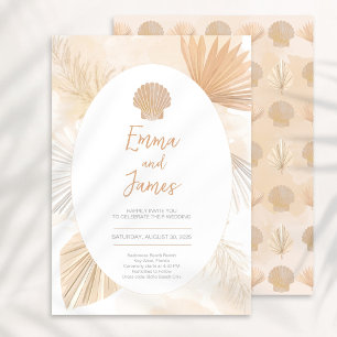 Convite Casamento Pampas Boho Palm Ocean