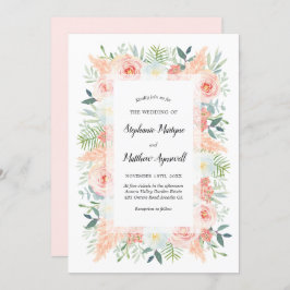 Convite Casamento Pampas de Cor Floral Rosa