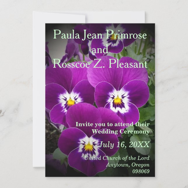 Convite Casamento Pansy Roxo (Frente)