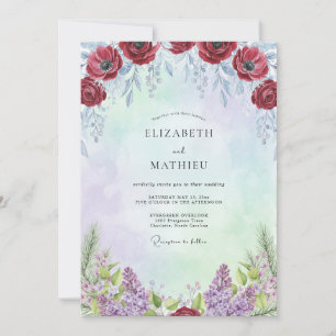 Convite Casamento Papoula Âmbar Carmesim