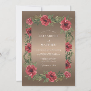 Convite Casamento Papoula Carmesim Taupe