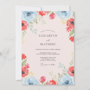 Convite Casamento Papoula Escarlate Coral