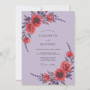 Convite Casamento Papoula Lilás Carmesim