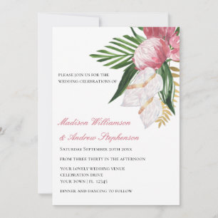 Convite Casamento Paradisíaco Floral Tropical Elegante