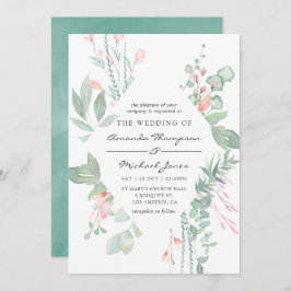 Convite Casamento Pastel Blush Greenery