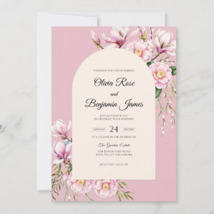 Convite Casamento Pastel com Magnólia
